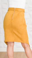Knit Suede Belted Wrap Skirt