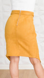 Knit Suede Belted Wrap Skirt
